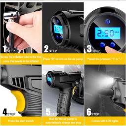 AliExpress Coleção 120W Handheld Compressor De Ar Sem Fio/Com Fio Inflável Bomba Bomba De Ar Portátil Inflator Pneu Digital para - Image 5