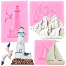 Farol Pássaro Molde De Silicone Barco À Vela Fondant Moldes Cupcake Geléia Doces Resina Argila Chocolate Decoração Ferramentas De Cozimento - Image 1