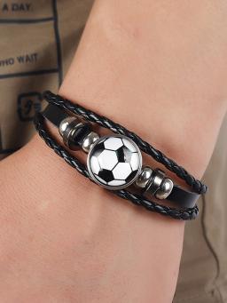Pulseira de couro personalizada masculina, pulseira estilo fã de futebol, acessório personalizado para férias, 1pc - Image 1