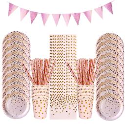 Conjunto De Louça De Aniversário Descartável, Pratos De Papel, Copos, Guardanapos, Toalha De Mesa, Decoração De Festa De Aniversário, Baby Shower, Branco e Dourado - Image 4