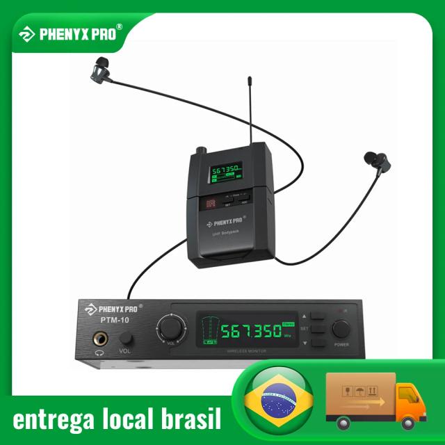 Sistema Intra-Auricular Estéreo Sem Fio UHF Phenyx Pro para Palcos e Estúdios com Frequência Selecionável de 500 MHz e Montagem em Rack