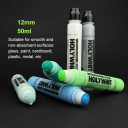 HOLYWHIT-Graffiti Paint Pen, Signature Marker, Adequado para Graffiti em Vidro, Cartão, Plástico, Metal, Liso, 50ml, 12mm - Image 3