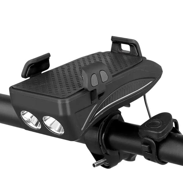 Farol Dianteiro para Bicicleta com Suporte para Telefone e Acessórios de Ciclismo