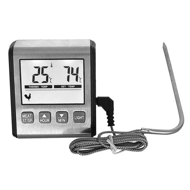 Termômetro Digital TP710: Medidor de Temperatura com Temporizador e Sonda de Carne para Churrasco e Cozinha Profissional