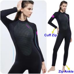 Terno de mergulho quente de corpo inteiro neoprene de uma peça para mulheres, manga comprida, surf, mergulho, natação, ao ar livre, esportes aquáticos, mergulhador, 5mm - Image 1