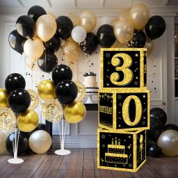 Caixa de Cartas de Aniversário para Adultos, Preto e Dourado, 18, 40, 60 anos, Decoração de Feliz Aniversário, Artigos para Festa, Artigos para Festa - Image 2
