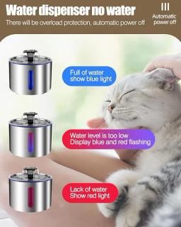 304 Stainless Steel Pet Water Fountain, Bebida automática Cat, Dispenser de água inteligente com janela transparente, 2.5L - Image 6