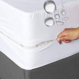 Capa de colchão impermeável totalmente fechada de 6 lados com zíper lençol à prova de poeira para cama de casal, solteiro, completo, Queen, King - Image 1