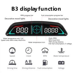HUD B3 medidor digital inteligente velocímetro multifuncional, tacômetro, rpm, temperatura da água, volts, consumo de combustível, alarme de segurança, exibição OBD - Image 4
