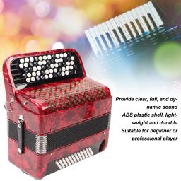 Acordeão educativo para crianças, instrumento musical com alças, teclado vermelho, 60 botões graves, 62 teclas - Image 4