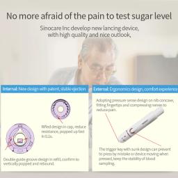 Sinocare que ancing o dispositivo com 9 ajustes ajustáveis das profundidades, pena para testes da glicose do sangue, 1PC - Image 2