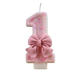 3D Número Bolo Decoração Velas, Festa de Aniversário, Memorial Day, Cake Decor, Laço Rosa Bonito, Velas Digitais, Topper - Image 3