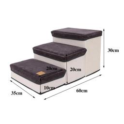 Escada dobrável macia do animal de estimação com tampa destacável, rampa do cão, escada para cachorro, suprimentos largos, gatos e cães indoor, cama de gatinhos, 3 passos - Image 1