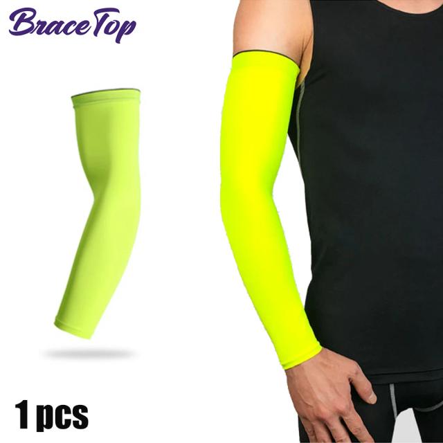 Manga de Compressão BraceTop 1 para Esportes: Protetor Solar de Braço para Basquete, Ciclismo, Corrida e Voleibol com Proteção UV