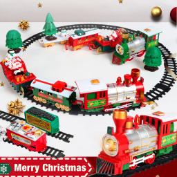 Conjunto de brinquedos de trem elétrico para crianças, quebra-cabeça divertido, DIY artesanal montado, presente de Natal interativo, festa - Image 1