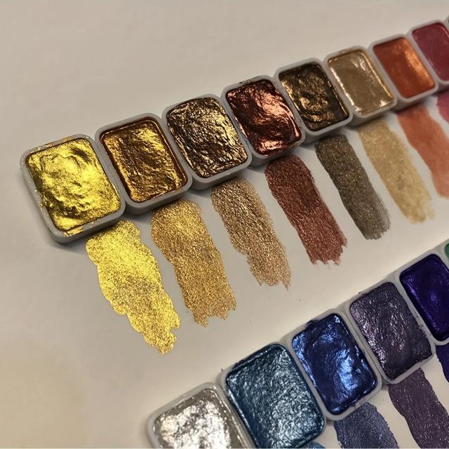 Pigmento Aquarela Pérola com 20 Cores em Embalagem Sólida para Pintura Tradicional Chinesa e Caligrafia Tangka