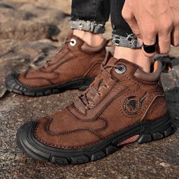 Botas de alpinismo de couro impermeável, resistente ao desgaste, luxuoso, quente, ao ar livre, trabalho, caminhada, botas de neve, alta qualidade, inverno - Image 4