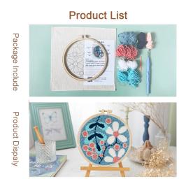 Kit de agulha de soco DIY com fio Kit de bordado de flores Conjunto de tufos mágicos Ferramentas de ponto cruz para tricô Kit De Artesanato Tapete Enganchando Kit Ponto Cruz Arte E Artesanato De Agulha Pilha de laço - Image 2