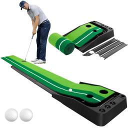 Golf Indoor Putting Green com Bola Return, Automático, Portátil, Jogo, Prática, Auxílio de Treinamento para Casa, Uso do Quintal, 2 Bolas, Grátis - Image 1