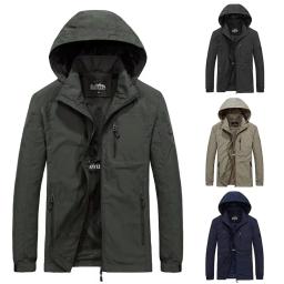 Casaco de quebra-vento com capuz masculino, quebra-vento impermeável, casaco casual, caminhada, pesca, roupas ao ar livre, outono - Image 1