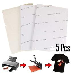 Heat Press Print Paper, T-Shirt Inkjet Sublimação Papel De Impressão, Papel De Transferência Térmica, Pano De Algodão DIY, Ferro, Escuro Claro, A4, 5Pcs - Image 3