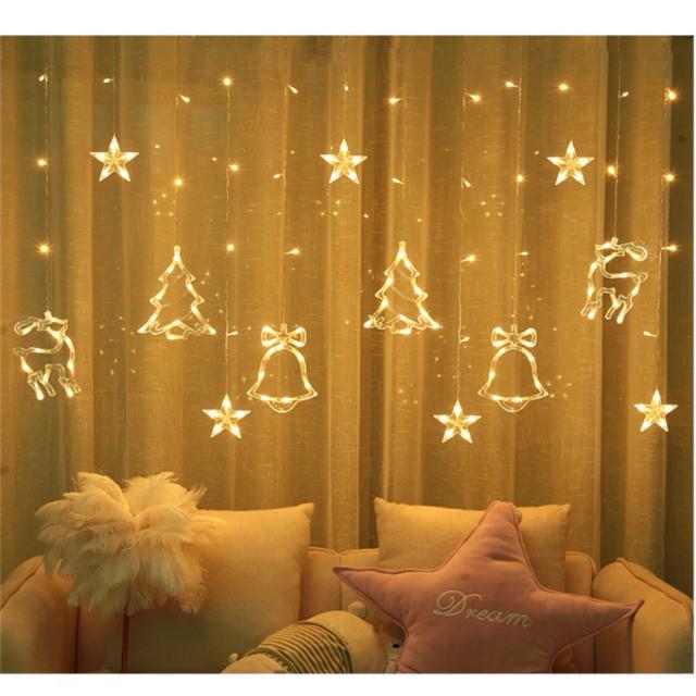 Luzes de Natal em Corda com Bateria, Cortina Brilhante para Casamentos e Festas de Ano Novo, Decorações de Férias em 3000K
