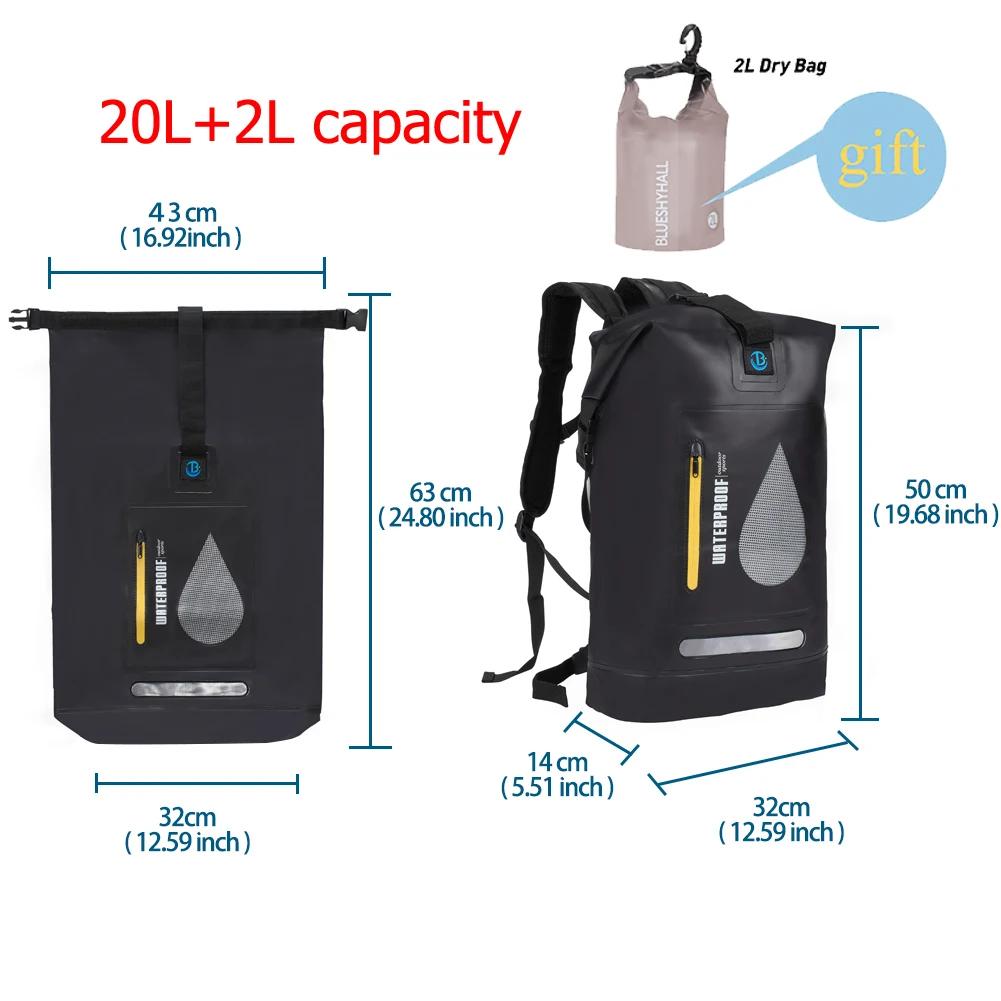 Impermeável seco saco mochila, balde de armazenamento, esportes ao ar livre, natação, pesca, surf, rafting, canoagem, caiaque, canoagem, x1, 20L, 30L - Image 1