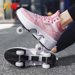 Sapatos de skate de deformação portátil unissex, Parkour Roller Shoes, Tênis com quatro rodas, Tênis para crianças - Image 3