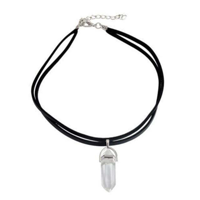 Colar Vintage de Pingente com Pedras Preciosas de Cristal para Mulheres e Meninas