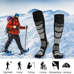 1 par inverno quente espessamento meias de esqui caminhadas meias para mulheres homens crianças anti-frio esqui ao ar livre meias esportivas altas - Image 1