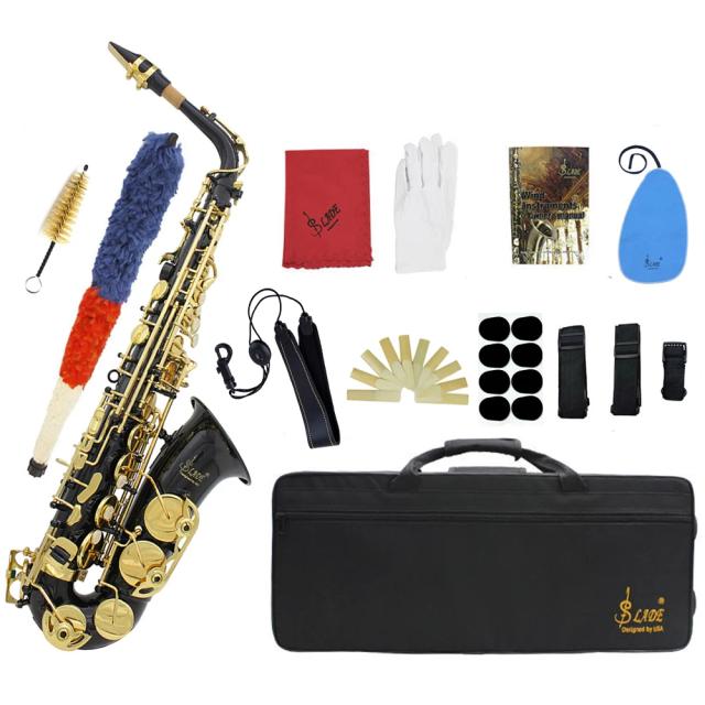 Saxofone Alto Profissional SLADE em Latão com Case, Acessórios e Palhetas Inclusos