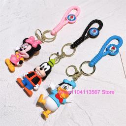 Mickey mouse chaveiro minnie pato donald anime figura de ação brinquedo kawaii dos desenhos animados moda boneca chaveiro saco carro pingente presente do miúdo - Image 3