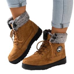 Botas de neve mulher sapatos de pele mulheres rendas botas plataforma quente tornozelo botas moda feminina sapatos de inverno botas mujer - Image 5