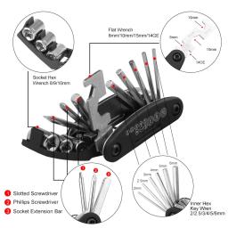 16 em 1 kit de ferramentas multiuso reparação bicicleta, multi-ferramenta, chave de fenda, alavancas do pneu, chave hex falou, ferramentas de reparo dobráveis - Image 2