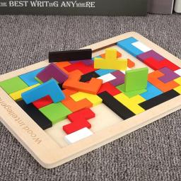 3d quebra-cabeça de madeira para bebê e criança, 1 conjunto, quebra-cabeça, brinquedo quadrado, educação precoce, diversão, lógica - Image 4
