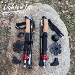 Bastões de trekking de carbono ultraleves, Bastões de caminhada ultraleves, Pólo dobrável, Nodic com bloqueio rápido, 2 peças - Image 1