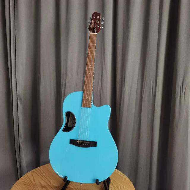 Guitarra Acústica de Fibra de Carbono e Aço com Tampo de Spruce Sólido em 4 Cores Brilhantes - Preto, Verde, Roxo e Folk Pop, 41"