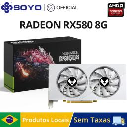Soyo amd radeon rx580 8g placa gráfica gddr5 memória branco placa de jogo 256bit hdmi-compatível dp para acessórios de computador desktop - Image 1