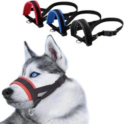 Arnês macio da máscara da boca do animal de estimação do treinamento do anti latido do focinho do cão do náilon para cães grandes pequenos impedem de morder, laço ajustável - Image 1