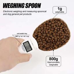 Alimentos para animais de estimação pesando colher escala ferramenta de medição eletrônica cão gato tigela medição colher cozinha escala lcd digital display - Image 1