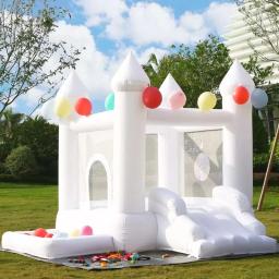 Castelo inflável branco pequeno da casa do salto com ventilador pvc bouncy castelo jumper para crianças 1-6 anos festa de casamento de aniversário - Image 2