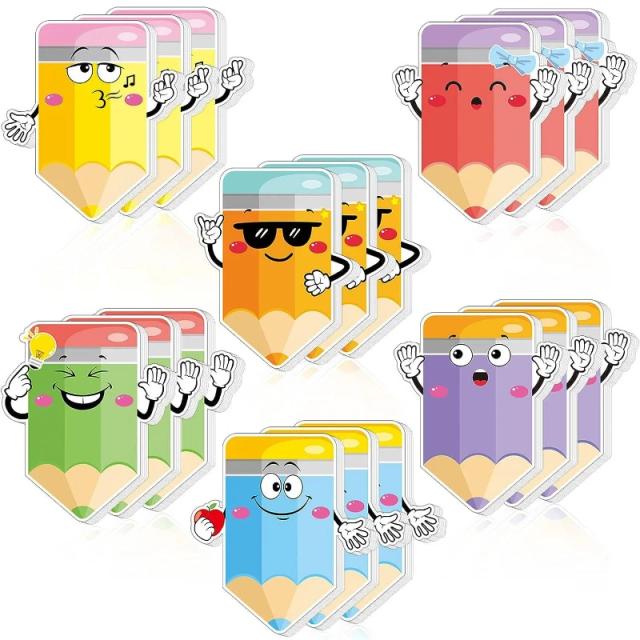 Lápis de Desenhos Animados em Forma de Nota Pegajosa - Adesivo Decorativo Infantil para Memo Notebook, Bonito e Inovador