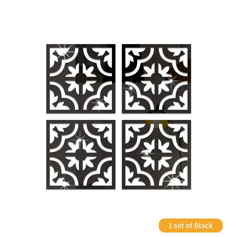 12 pc/set ouro prata preto oco espelho adesivos roupeiro móveis decoração da parede decalque acrílico espelho adesivo arte decoração casa - Image 1