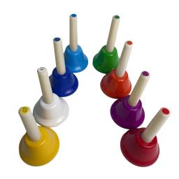 Mão colorida sinos handbells, instrumento musical para casamento, férias e sala de aula, material para festa para crianças, 8x - Image 1