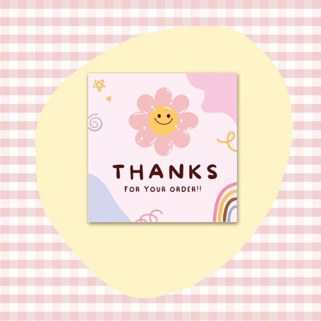 Cartões de Agradecimento Florais para Caixas de Presente e Embalagens - Ideal para Comércios e Festividades, Pacotes de 10 a 50 Unidades, Medindo 6x6cm