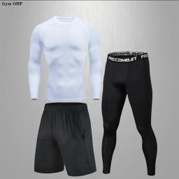 roupas masculinas conjuntos masculinos kimono jiu jitsu rashguard Homens correndo esporte camiseta roupas esportivas secagem rápida masculino ginásio fitness jogging treinamento yoga leggings treino masculino terno - Image 2