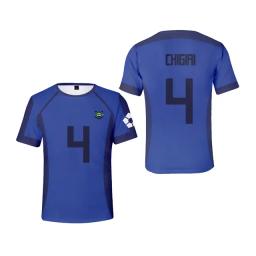 Camiseta de time de futebol anime masculina, camiseta solta estampada 3D, manga curta, fechadura azul, moda casual, infantil, 2024 - Image 3