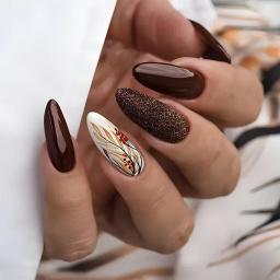 24 pçs outono inverno fosco amêndoa unhas falsas com cola rosa folha impressão arte do prego simples cobertura completa imprensa em unhas acrílicas dicas - Image 4