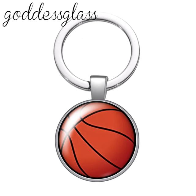Chaveiro de Vidro Cabochon com Temática de Esportes: Basquete, Futebol e Beisebol - Presente Perfeito para os Apaixonados por Esporte
