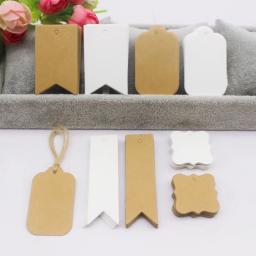 Etiquetas De Embalagem De Papel Kraft Branco, Etiquetas De Preço Artesanal, Vários Etiquetas De Pendurar Presente De Papel, 100 Peças Por Lote - Image 5